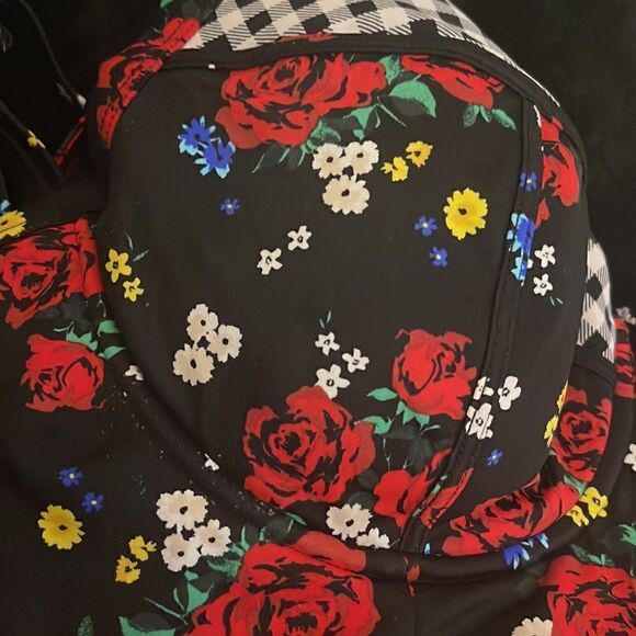 Torrid pinup girl roses gingham  halter bikini w skirted bottom - Picture 5 of 5